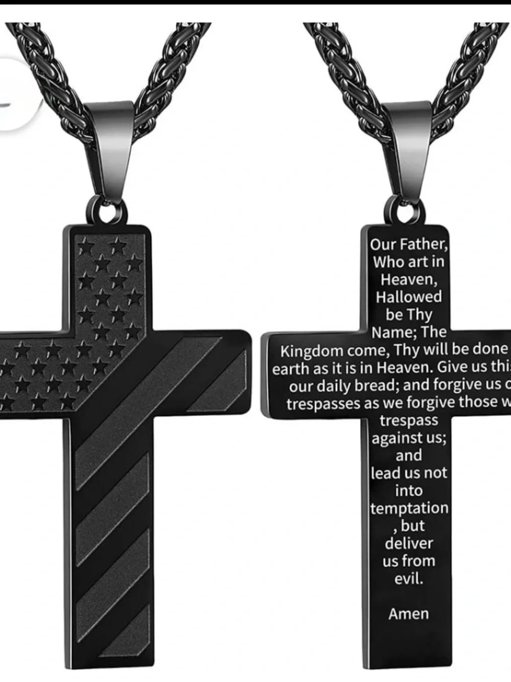 Black Stainless Steel Cross Pendant Necklace